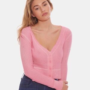 Blue & Cream Mia Shrunken Cashmere Cardigan XS Bubble Gum‎ Pink Cropped Sweater
